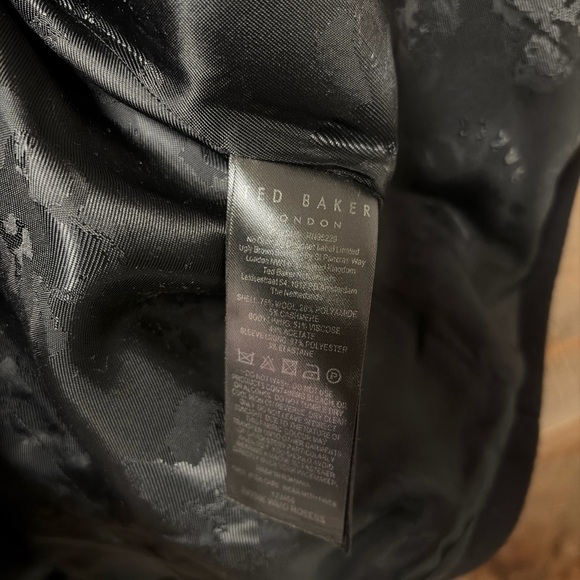 Ted Baker Women Keyla Short Wrap Coat Size 4 US L Black Wool Cashmere Belted - Picture 5 of 8